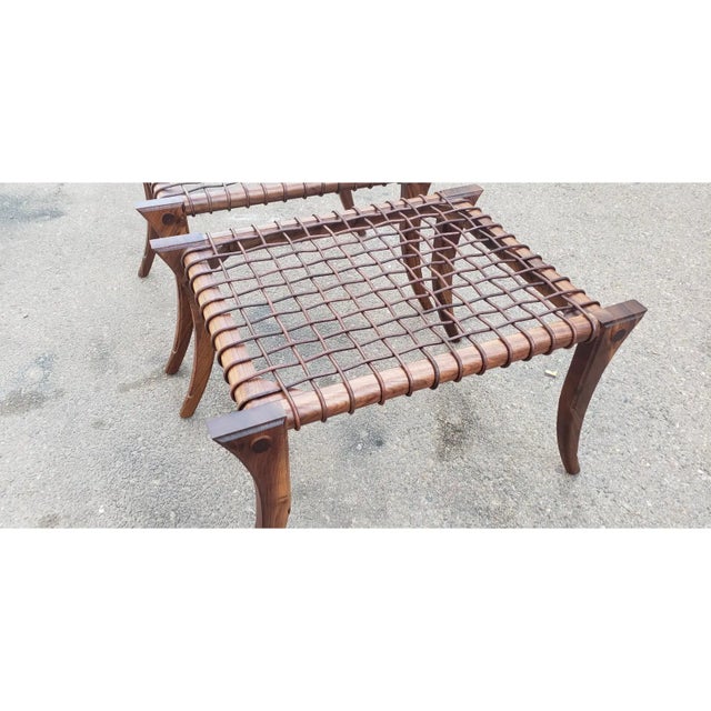 Vintage Solid Walnut Klismos Ottomans For Sale In San Diego - Image 6 of 7