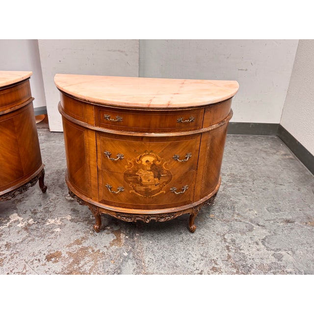 Neoclassical Semicircular Demi-Lune Commodes, Pair, 19th Century For Sale - Image 12 of 12