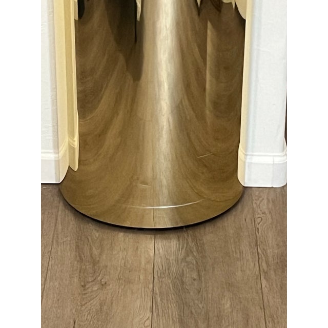 Metal Vintage 1980s Hollywood Regency Style, Half Moon Gold, Pedestal Column Plant Stand For Sale - Image 7 of 12