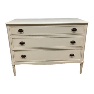 Vintage Painted 3 Drawer Dresser Off White Oyster Shade Original Hardware For Sale