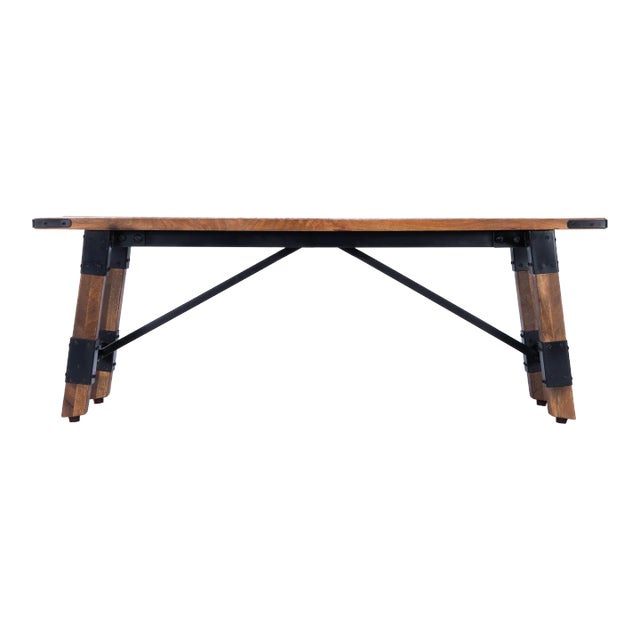 Mountain Lodge Wood & Metal 51"W Bench, Natural Wood For Sale