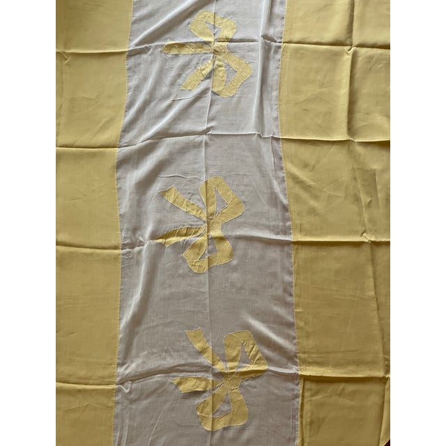 1960s 1960s Exquisite Yellow Madeira Organdy Oval Tablecloth 96” Long X 66” Oval With 12 Matching Napkins For Sale - Image 5 of 8