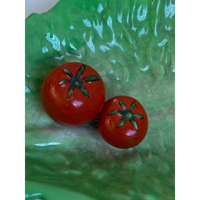Ceramic Vintage Carlton Ware Lettuce Leaf Dish With Tomatoes For Sale - Image 7 of 9