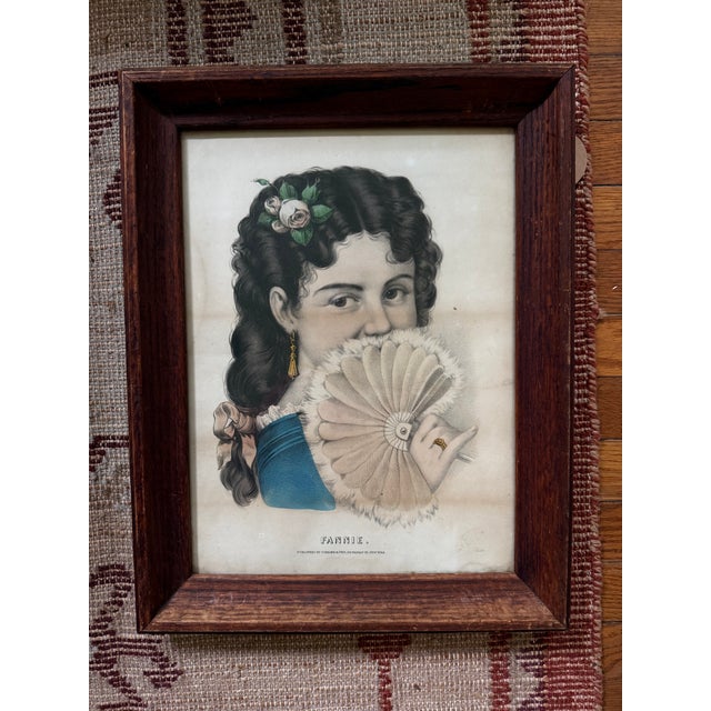 Hand colored lithograph by classic American print making firm, Currier and Ives. "Fannie" is a playful depiction of a...