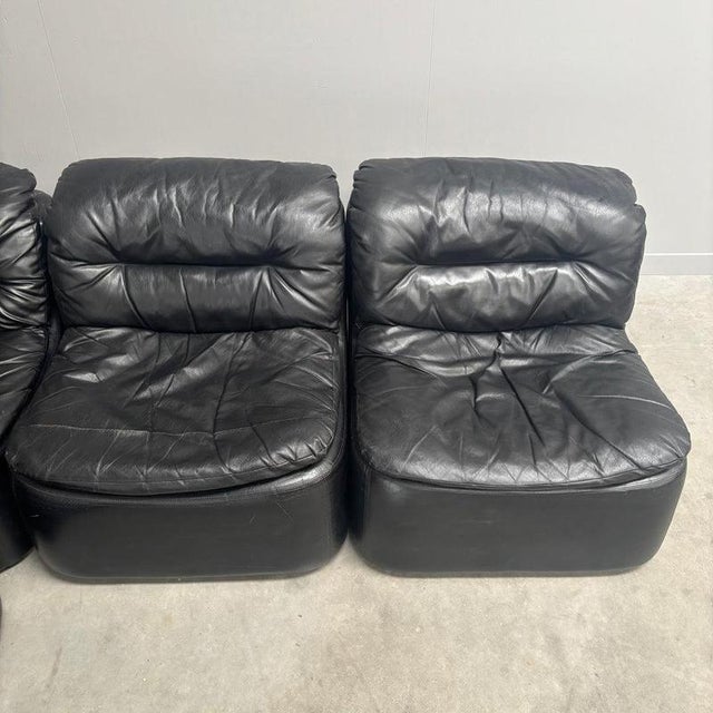 Black Black Leather Modular Sofa, 1970s, Set of 5 For Sale - Image 8 of 12