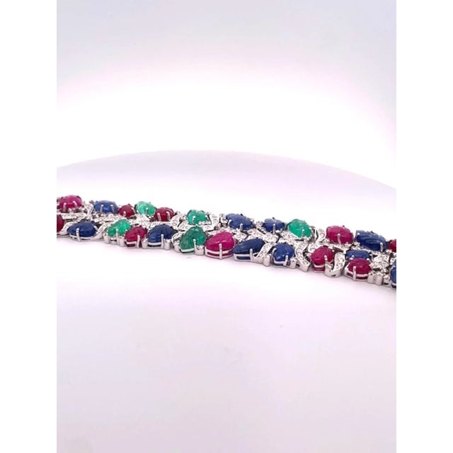 Tutti Frutti 18k White Gold Bracelet For Sale - Image 4 of 6
