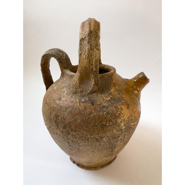 Antique French Partially Glazed Terracotta Cruche Jug, C. 1900 For Sale - Image 9 of 17
