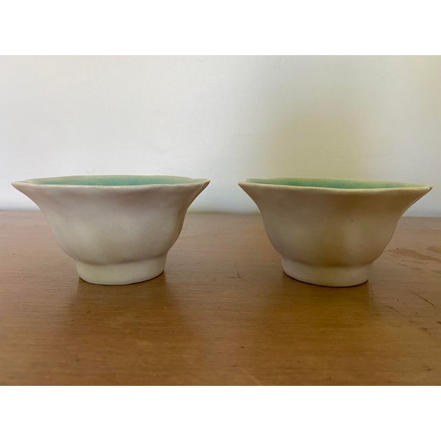 Mid-Century Modern Mid-Century Winfield Pottery of Pasadena California Floriform Pottery Candle Holders - a Pair For Sale - Image 3 of 10