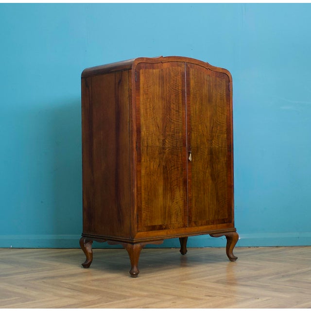 British Art Deco Burr Walnut Tallboy Linen Cabinet, 1930s For Sale - Image 10 of 10
