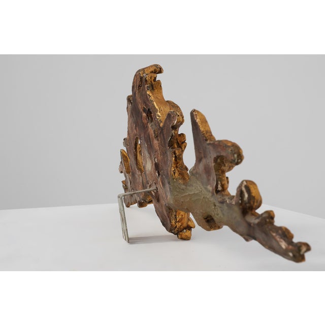 Wood 18th Century Louis XV Giltwood Ornament with Central Putto and C‑scrolls, 1800s For Sale - Image 7 of 12