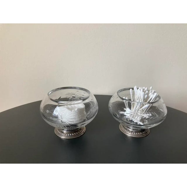 Metal Crystal Glass and Sterling Silver Votive Candle Holder or Bowl Catchall by Duchin For Sale - Image 7 of 12