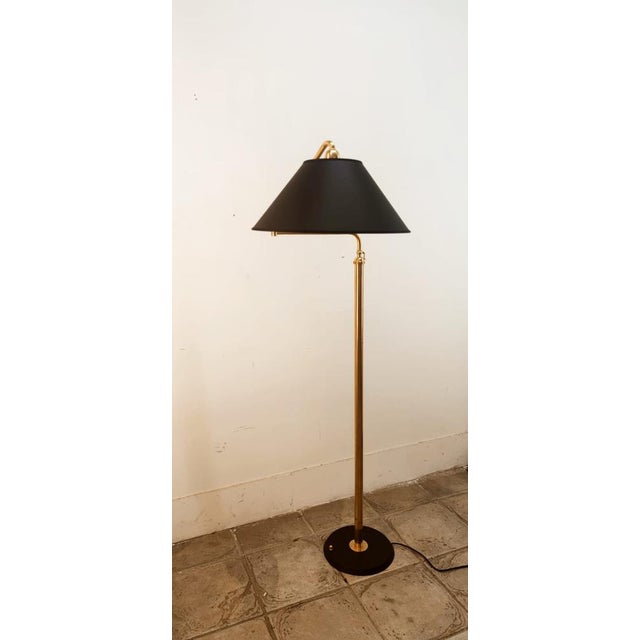 Height-Adjustable and Extendable Floor Lamp with Gold Lampshade For Sale - Image 4 of 18
