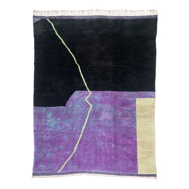 Large Hand-Knotted Moroccan Wool Rug by Azele Studio For Sale