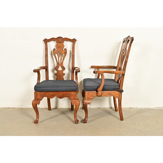 Henredon Georgian Carved Solid Oak Dining Chairs, Set of Eight For Sale - Image 12 of 16