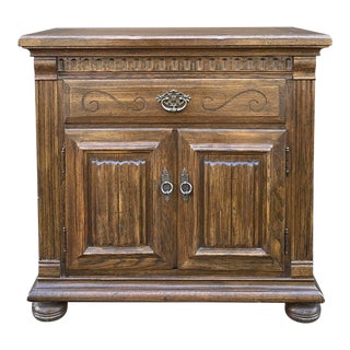 Vintage Ethan Allen Royal Charter Jacobean Oak Nightstand (16-5016) A For Sale