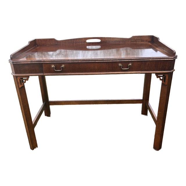 Vintage Lane Altavista Chinese Chippendale Mahogany Writing Desk Table For Sale
