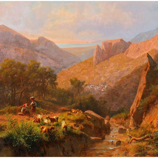 Large Italian Mountain Landscape Painting By Andreas Marko Chairish