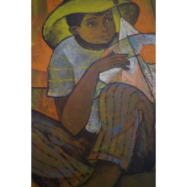 A vintage original oil painting from well known artist, Roger San Miguel. This vibrant original artwork has the artist's...