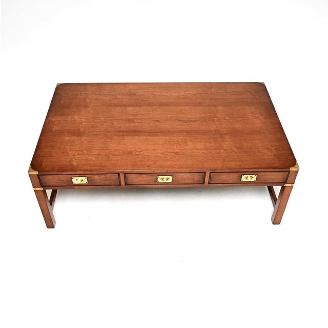 Large Antique Military Campaign Coffee Table, 1950s For Sale - Image 3 of 8