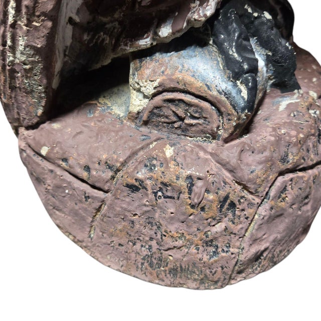 Rustic Vintage Owl Cement Sculpture Rustic Concrete Garden Statue For Sale - Image 3 of 12