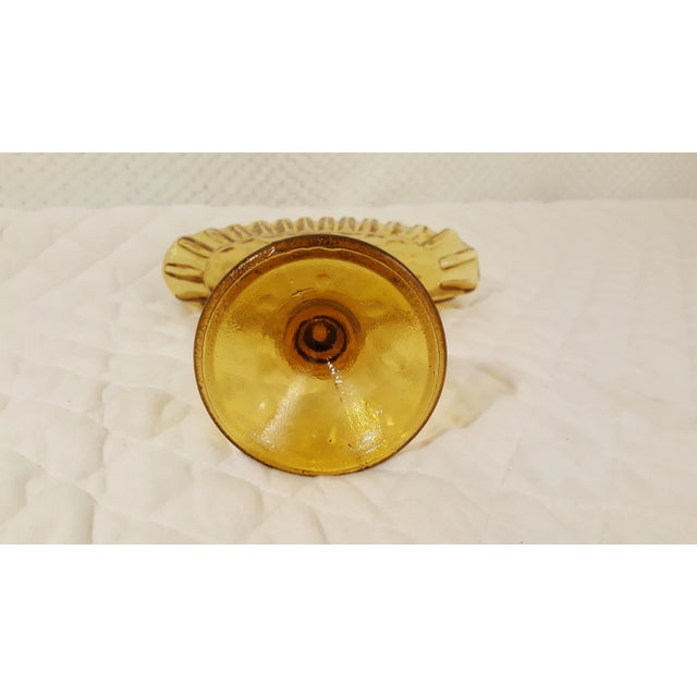 Italian Diamond Optic Amber Glass Fan Vase Chairish