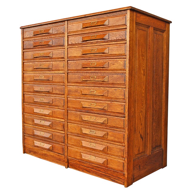 Antique Oak Double Drawer Printer's Chairish