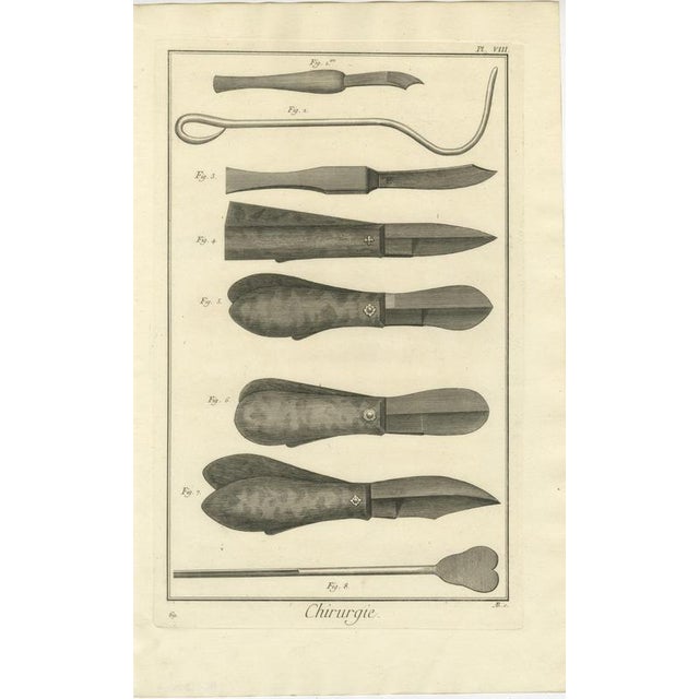 Hollywood Regency Antonio Baratti, Folding Surgical Knives, Diderot Chirurgie Plate Viii, 1772, Engraving For Sale - Image 3 of 8