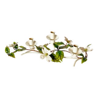Vintage Italian Tole Dogwood Candelabra For Sale