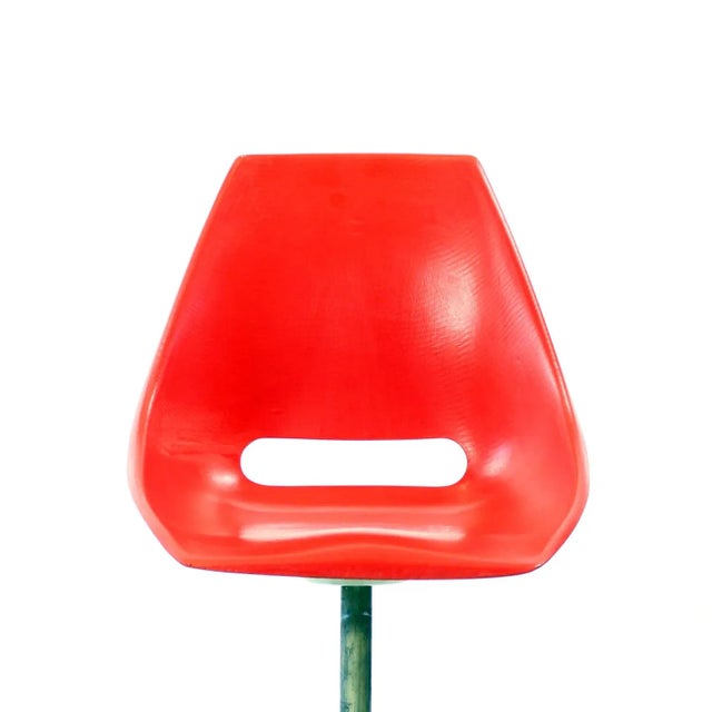 - Mid-century chair in original red Fiberglass - Designed by Miroslav Navratil for Vertex - The seat model was used in...