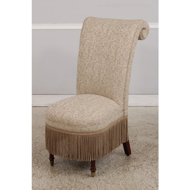 Pair of Design Master High Back Upholstered Slipper Chairs For Sale - Image 4 of 18