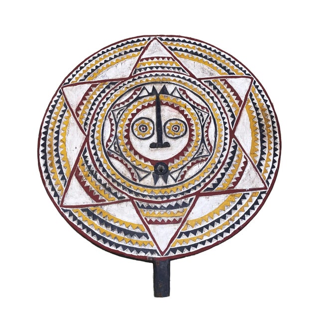 Vintage African Lg Wooden Baule Tribe Moon Mask I Coast 38" H For Sale In New York - Image 6 of 9