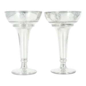 Pair 19th Century English Sheffield Silver Plate Flower Bud Vases