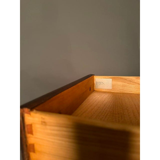 American Mid 20th Century American Solid Birch Drop Leaf Side Table by Davis Cabinet Co., Two Drawer Nightstand For Sale - Image 3 of 18