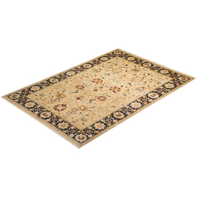Beige Mogul Collection Hand-Knotted Area Rug - Ivory Collection 6' 2" X 9' 0" For Sale - Image 8 of 10