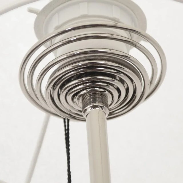 Vintage Chrome Floor Lamp with Handmade Purple Floral Decorated Shade, Italy For Sale - Image 10 of 13