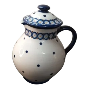Vintage Kl Hand Painted Stoneware Lidded Pitcher, Made in Germany