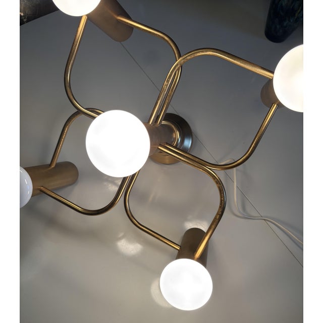 Leola Brass Ceiling Lamp by Gaetano Sciolari for Leola, 1970s For Sale - Image 9 of 11