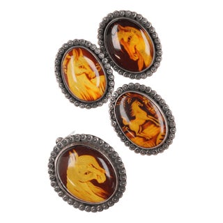 sz8 Art Tafoya Yaqui Reverse Carved Amber Ring, Earrings, and scarf slide/pendant Sterling For Sale