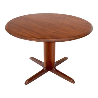 Solid Teak Danish Mid-Century Modern Round Dining Dinette Table For Sale