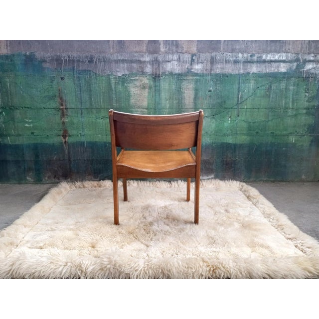 1970s Brutalist Daumiller Style Postmodern Solid Wood Lounge Side Armchair For Sale - Image 9 of 9