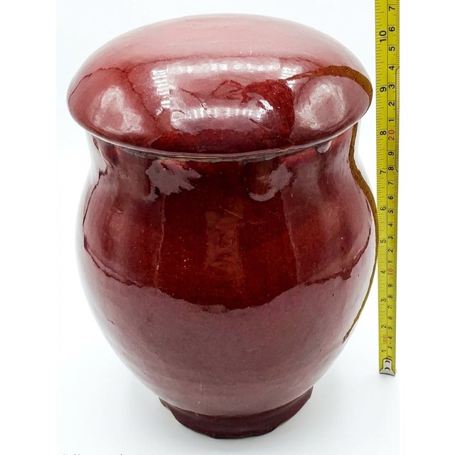 Chinese Sang de Boeuf (Oxblood) Glaze Jar has measurements of approximately 10"x7"x7".
