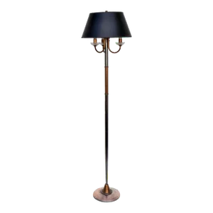 Maison Jansen Style French Copper, Gun Metal & Crystal 3-Arm Floor Lamp, 1950s