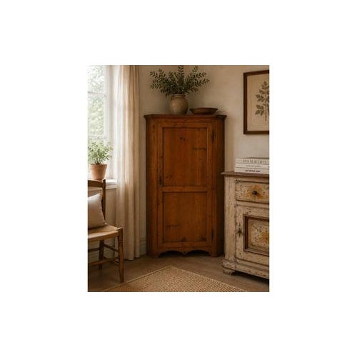 Antique Single-Door Corner Wardrobe with Internal Shelves, in Good conditions. Designed 1920 to 1949
