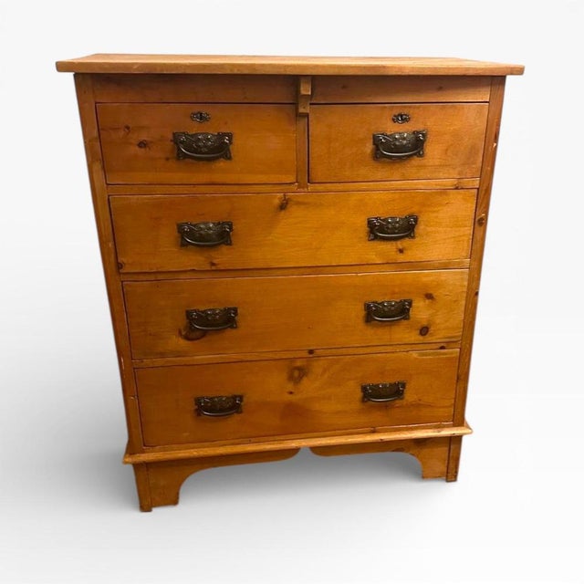 Contemporary Chest of Drawers in Pine and Brass For Sale - Image 3 of 7
