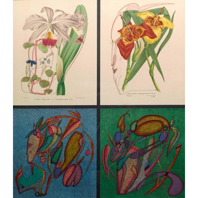 Impressionist Mikail Chemiakin "Untitled"flowers Hand Signed Lithograph on Paper Custom Framed For Sale - Image 3 of 7