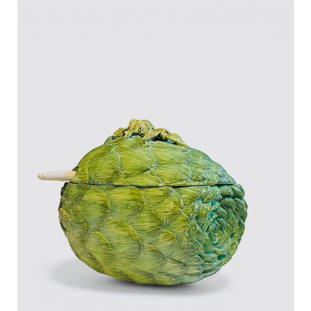 Vintage Italian Majolica Artichoke Soup Tureen For Sale - Image 4 of 13
