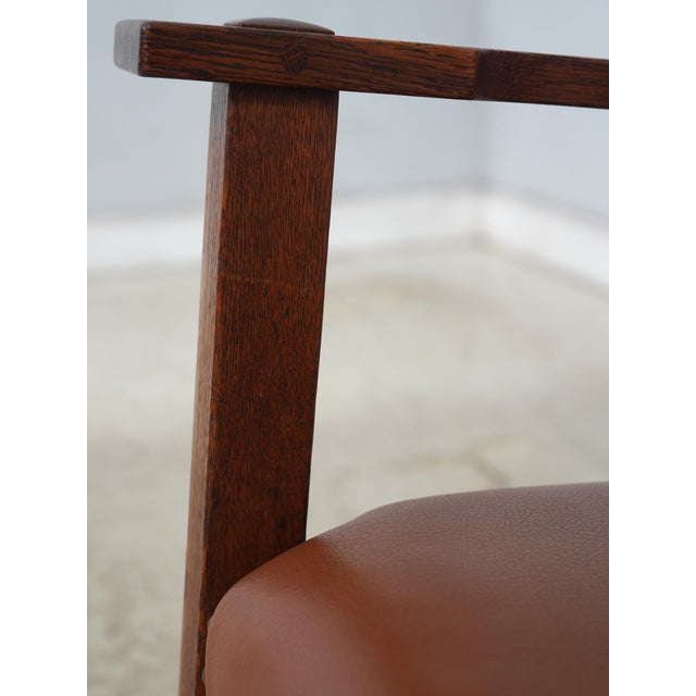 Wood Antique L&jg Stickley Leather Seat Rocking Chair For Sale - Image 7 of 18