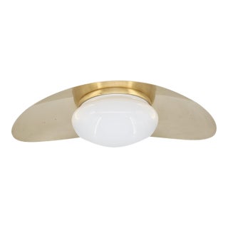 Kelly Wearstler Nouvel Flush Mount Light for Visual Comfort in Antique Burnished Brass & White Glass For Sale