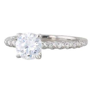 A Jaffe Round Semi Mount Diamond Engagement Ring 18k White Gold Size 6 For Sale