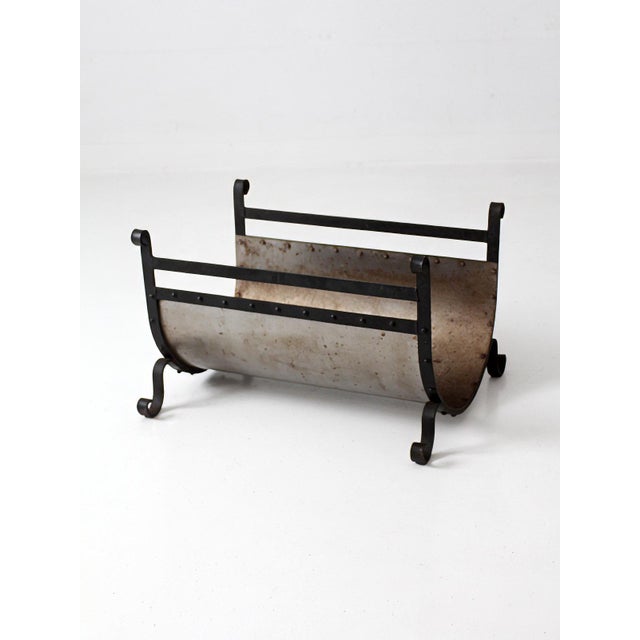 Vintage Iron and Steel Fireplace Log Holder For Sale - Image 12 of 17